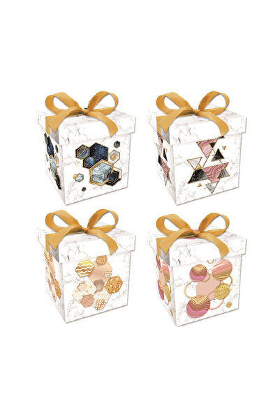 Mirific Party Set of 4 gift boxes, white, gold, gray, pink, blue, 22 x 22 x 22 cm, assorted designs