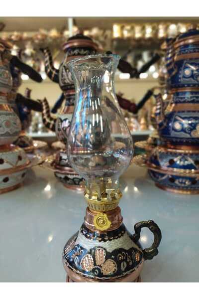 KARACA BAKIR İşlemeli Küçük Bakır Gaz Lambası-Küçük Boy Desenli Gaz Lambası