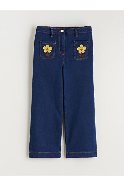 LC Waikiki Lcw Kids Floral Embroidered Girls' Jean Pants