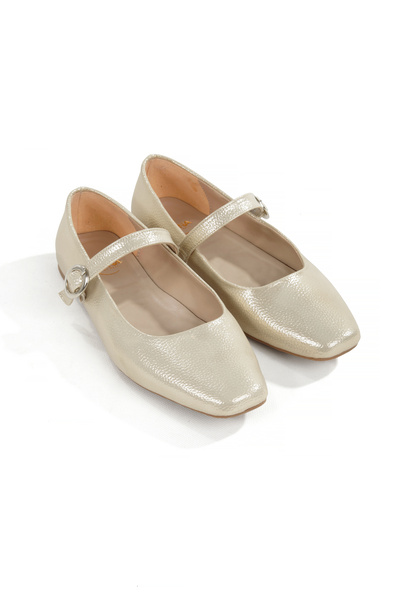 LUNA SHOES Balerini pentru femei Mary Jane Gold Soft Gold - Pantofi de zi cu zi, eleganti și strălucitori