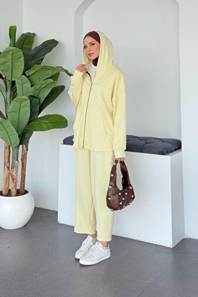 Şulemoda Giyim طقم تونا بغطاء رأس بسحاب أصفر