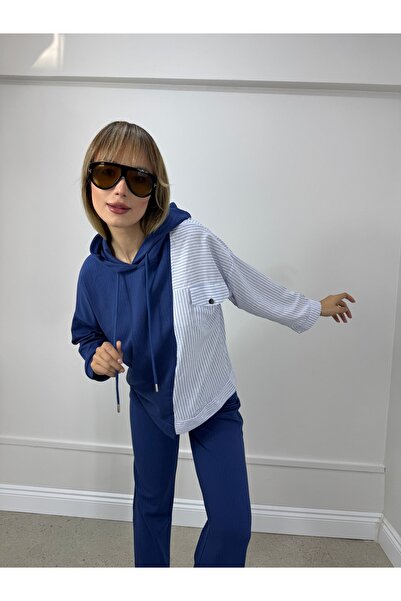 dilber fashion Stone Shirt Paneled Tracksuit Set