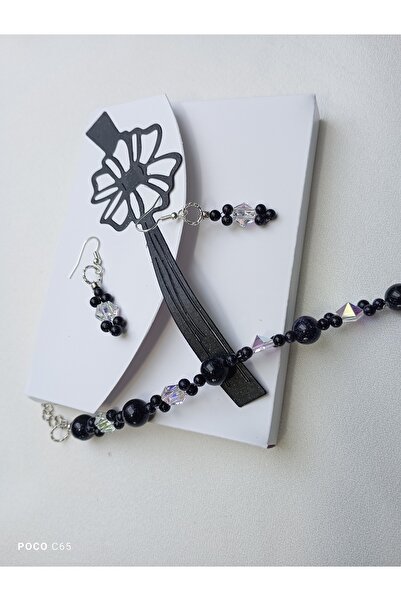 OEM Earrings and Bracelet Set with Blue Sunstone, Swarovski Crystals, Stainless Steel, Handmade