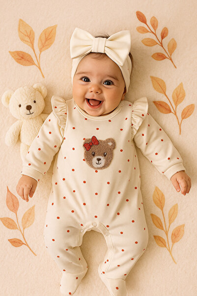 Ozz Baby YENİ DOĞAN KIZ BEBEK 0/3-3/6 AY BRODELİ 2Lİ TULUM SETİ VE MÜSLİN BAT...