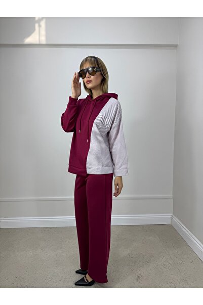 dilber fashion Stone Shirt Paneled Tracksuit Set