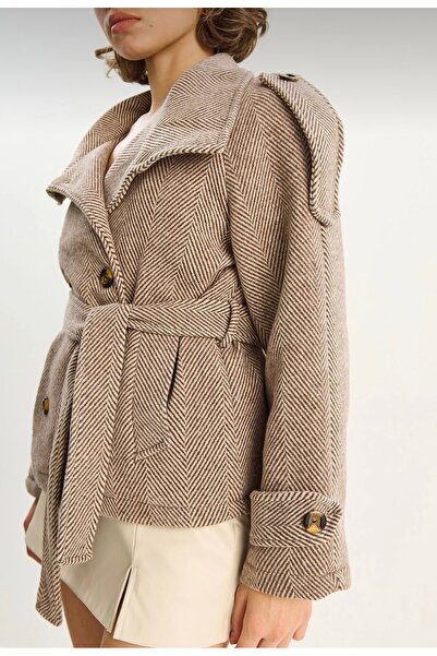 SimbaButik Kaz Ayağı kaşe kaban / Kısa