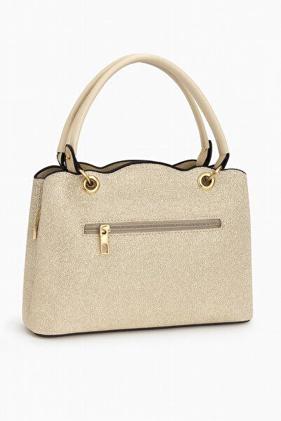 PefyBaby 2 Compartments, Fully Lined, Adjustable Long Strap Shoulder and Arm Bag, Silvery Cream