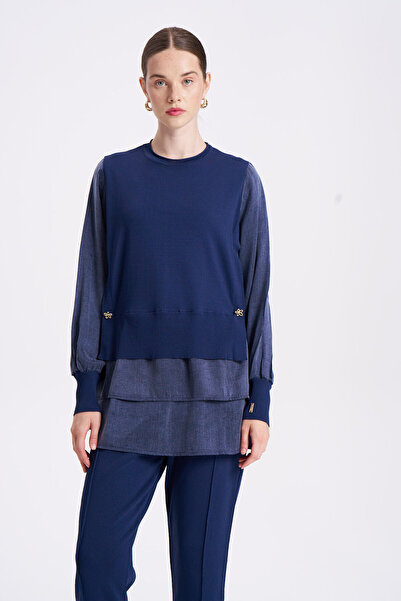 Niliwi 3107 Eteği Çift Katlı Kupra Tunik