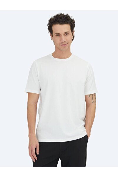 Kip White Plain Crew Neck 100% Cotton T-Shirt