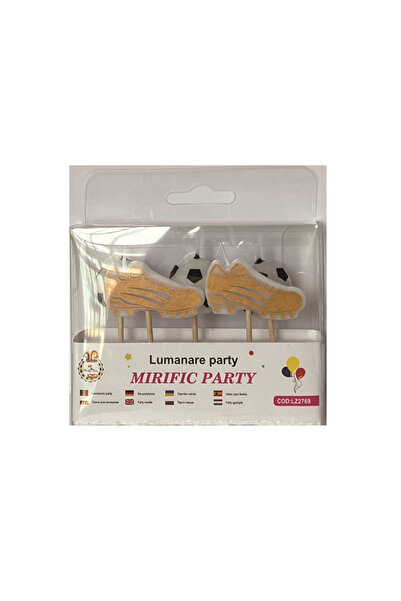 Mirific Party Set de 5 lumânări pentru tort, alb, negru, auriu, 5 cm, fotbal
