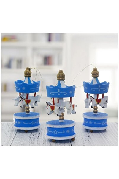 Lentebur34 Decorative Wooden 6-Piece Mini Carousel Handmade and Hand-Painted