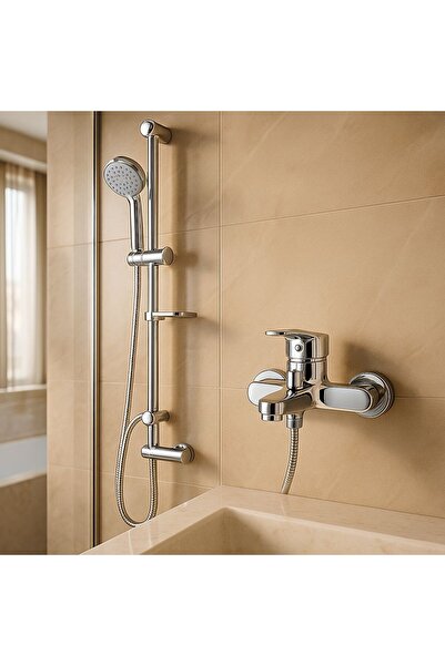 Viosa Krom Sürgülü Duş Seti Banyo Duş Bataryası 2 'Li Set 5 Yıl Garantili