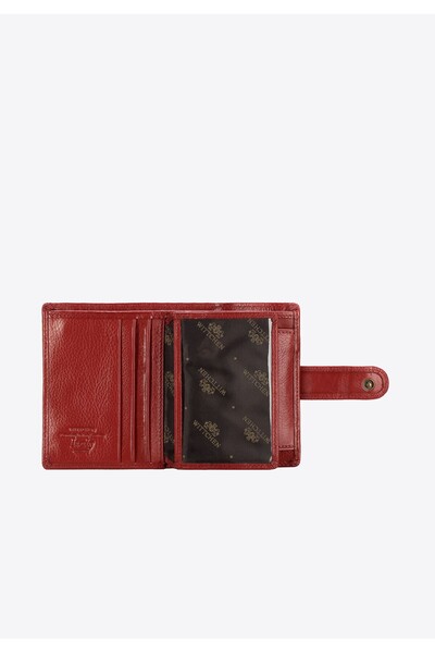 Wittchen Men's Leather Wallet Unisex with Snap Closure, Dusty Red, Genuine Leather