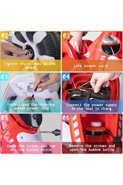 ALBADER سكوتر كهربائي للأطفال، سكوتر مزود بمُطلق فقاعات، ألعاب ركوب للأطفال، 4 عجلات