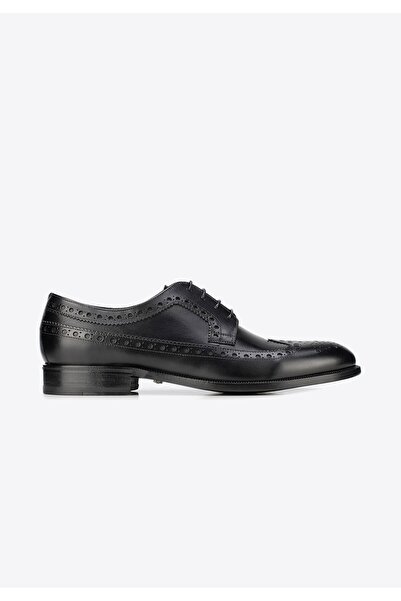 Wittchen Men's leather brogues with openwork decorations, black, leather