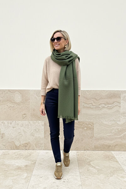 novon Șal de iarnă cu model de zăbrele cu textura de lână cu detaliu de ciucuri cu atingere moale virală / eșarfă lungă