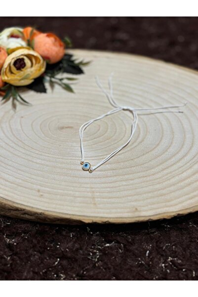 golden takış Beyaz Nazar Boncuklu minimalist İp Bileklik