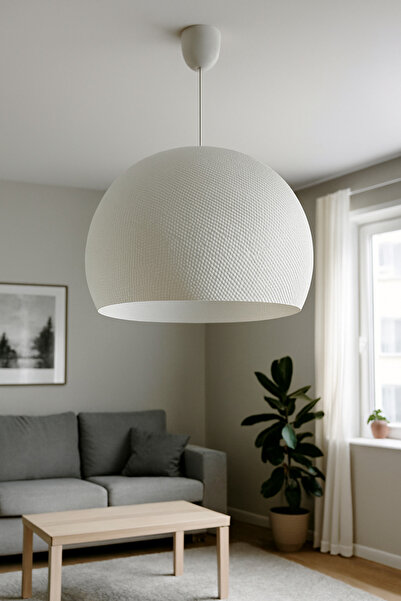 Rekatech Beyaz Modern Dokulu Pinterest Tarzı Tekli Sarkıt Oturma Odası Avize – Estetik ve Şık Görünüm