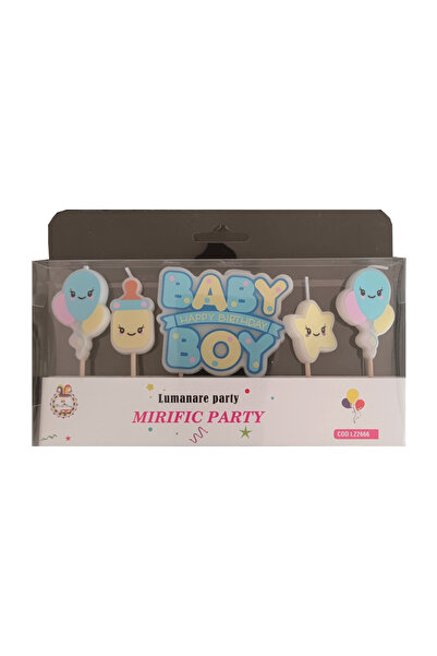 Mirific Party Set de 5 lumânări tort multicolore, 5 cm, bebeluș băiețel
