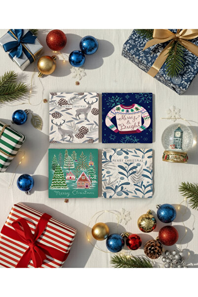Creatick Design New Year's Themed Stone Coasters, New Year's Gift, Set of 4, ...