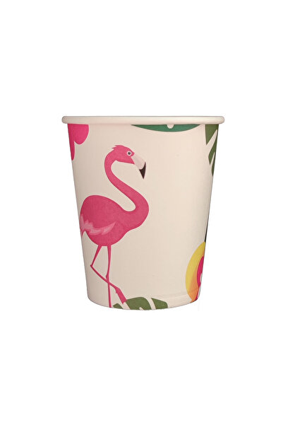 Mirific Party Set of 8 Multicolor Paper Cups, 8.7 cm, Flamingo