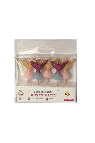 Mirific Party Set de 5 lumânări pentru tort, multicolore, 5 cm, sirenă, PPLZ2768