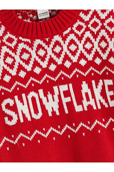 LC Waikiki Lcw Kids Crew Neck Patterned Girls' Knitwear Sweater