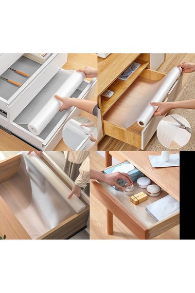 LOVYCO Protector transparent antiderapant pentru rafturi de bucatarie, folie de protectie pentru sertare din PVC, 30x200 cm, Eva groasa