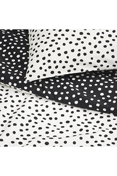 IKEA Duvet cover and pillowcase, black white/dotted, 150 x 200/50 x 80 cm