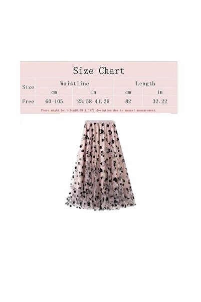 DELPI midi tulle skirt, 3-layer floral print, powder pink, one size