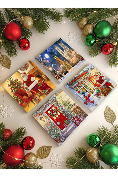 Creatick Design New Year's Themed Stone Coasters, New Year's Gift, Set of 4, ...