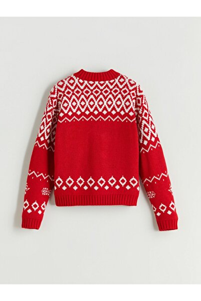 LC Waikiki Lcw Kids Crew Neck Patterned Girls' Knitwear Sweater