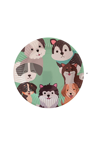 Mirific Party Set of 8 multicolor cake plates, 18 cm, puppies