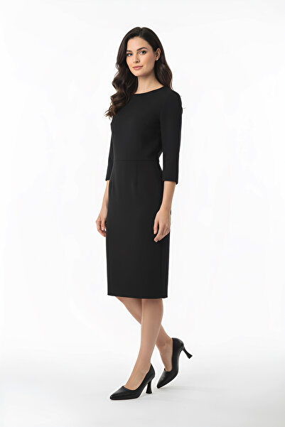 Modaarmada Black Leather 7 cm Goblet Heel Women's Stiletto