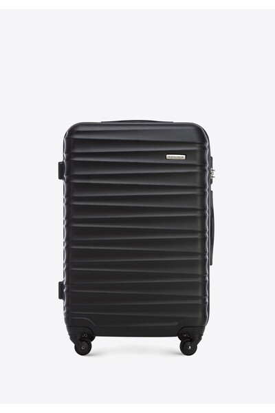 Wittchen Set de valiză bărbătească din ABS cu nervuri, negru, ABS