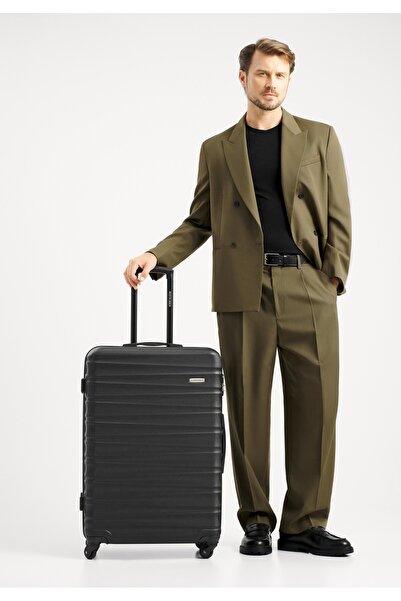 Wittchen Valiză mare din ABS cu nervuri, neagră, din ABS negru