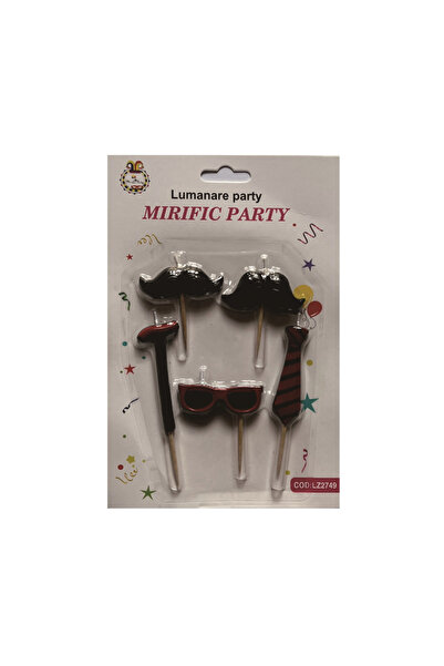 Mirific Party Set de 5 lumânări pentru tort, negre, mister, PPLZ2749