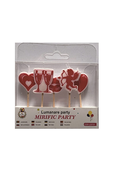Mirific Party Set de 5 lumânări pentru tort, roșu, alb, Cupidon, PPLZ2721