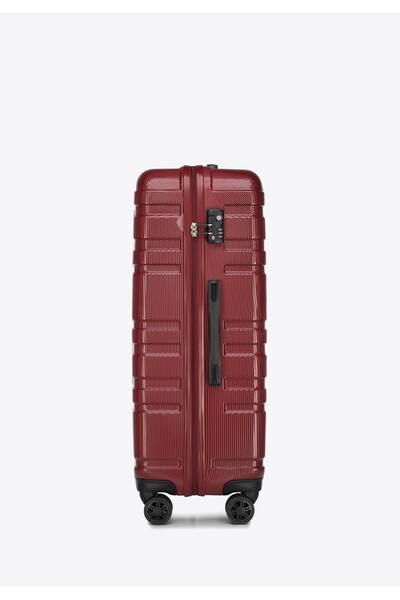 Wittchen Men's Large Polycarbonate Suitcase, Embossed Red, Red Polycarbonate