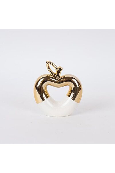 EUROLAMP Decorațiune ceramică cu măr H13,8 cm Auriu-Alb