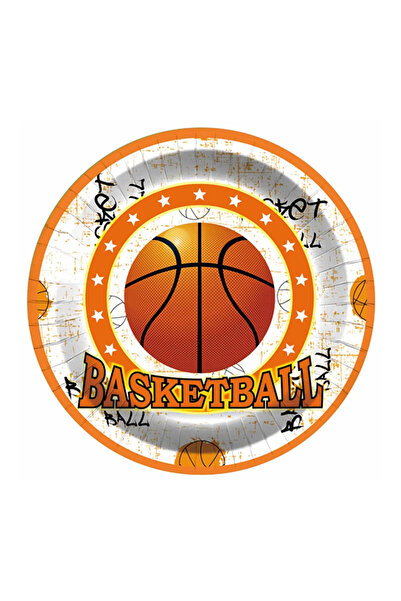 Mirific Party Set of 8 multicolor cake plates, 23 cm, basketball design, PZ3830