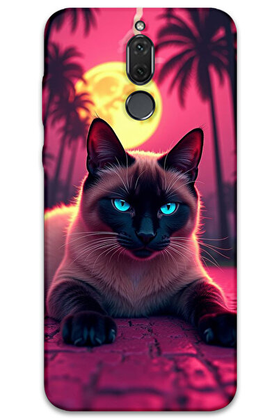 MRCİLETİSİM غطاء خلفي لهاتف هواوي ميت 10 لايت بنمط HD مطبوع - قطة مشغولة