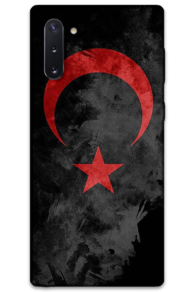 MRCİLETİSİM غطاء خلفي لهاتف سامسونج جالاكسي نوت 10 بنمط HD مطبوع - علم أسود