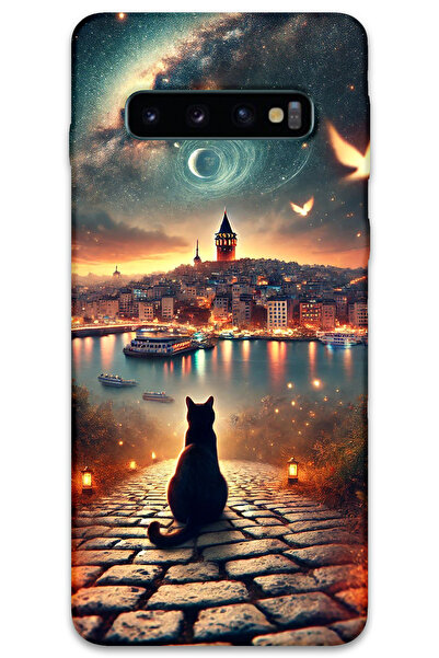 MRCİLETİSİM غطاء خلفي لهاتف سامسونج جالاكسي S10 بلس بنمط HD مطبوع - كات جالاتا