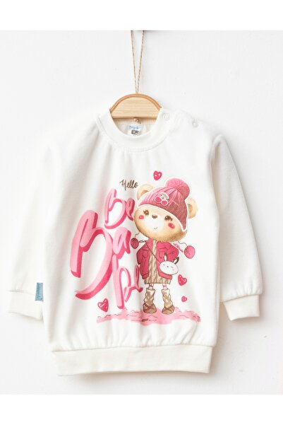 Hoppidik Baby Be Babe Printed Velvet 9-12-18 Months Baby Girl 2-Piece Set