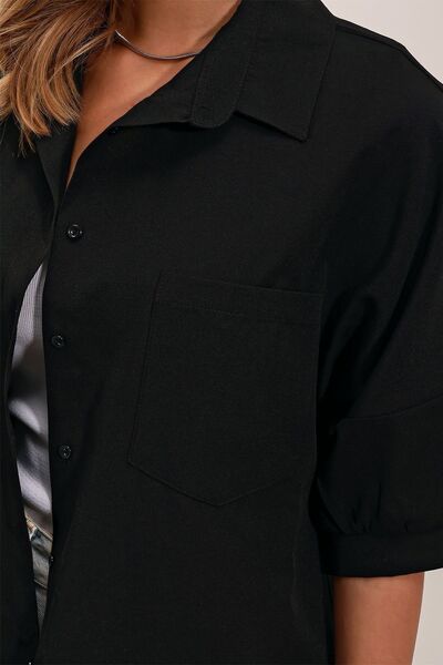 Hiccup Bdart Pocket Detailed Relaxed Fit Poplin Shirt