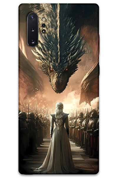 MRCİLETİSİM غطاء خلفي لهاتف سامسونج جالاكسي نوت 10 بلس بنمط HD مطبوع - التنانين