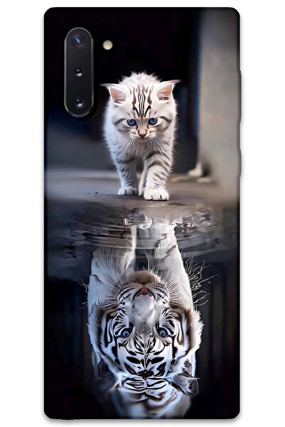 MRCİLETİSİM غطاء خلفي لهاتف سامسونج جالاكسي نوت 10 بنمط HD مطبوع - انعكاس القطط