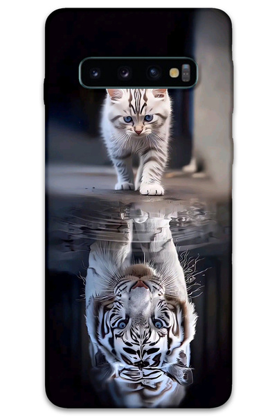 MRCİLETİSİM غطاء خلفي لهاتف سامسونج جالاكسي S10 بنمط HD مطبوع - انعكاس القطط
