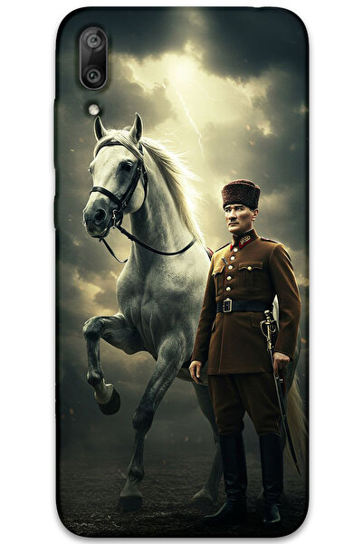 MRCİLETİSİM غطاء خلفي لهاتف هواوي Y7 برايم 2019 بنمط HD مطبوع - أتاتورك شيمبك